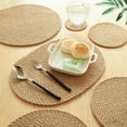 thumbnail image 5 of Straw Round Woven Placemats for Dining Table, Rattan Table Mats, Natural Straw Mat Braided, Weave Placemats Handmade, 11.8" x 15.7", Set of 2, 5 of 7
