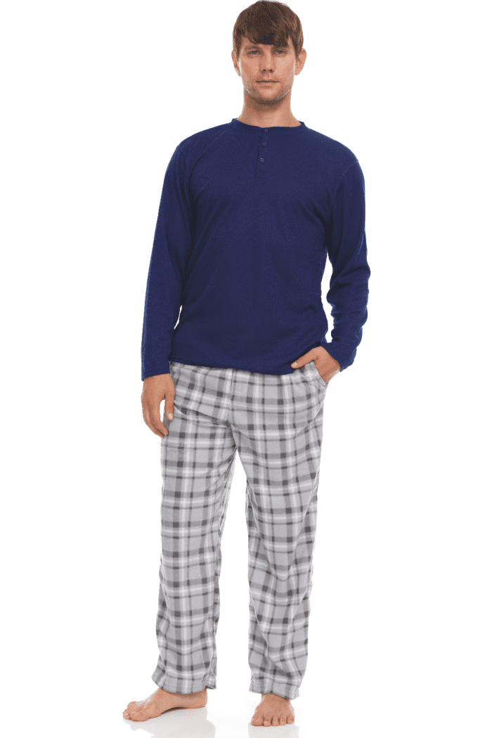Greg Norman Thermal Top \u0026 Fleece Pant Lounge Set - Navy - L