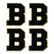 Uxcell Chenille Letter Patches 3.1" Alphabet B Iron on Embroidered Patch Stickers for Clothing Repair (Black, Pack of 4)