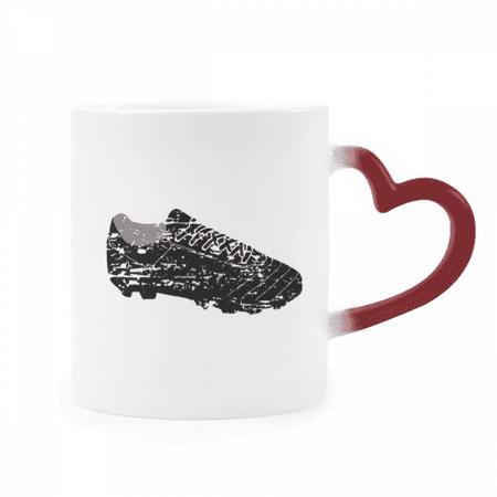 

Black Football Shoes Pattern Soccer Heat Sensitive Mug Red Color Changing Stoneware Cup