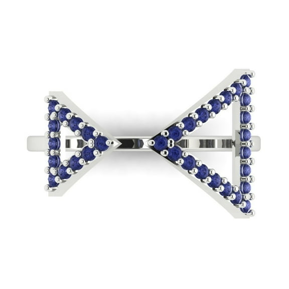 Statement Engagement Ring for Women - 0.2475ct Simulated Tanzanite in 18K White Gold Promise Ring