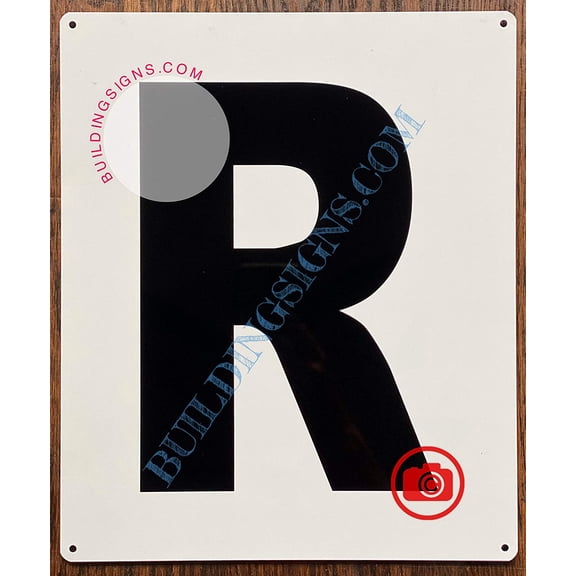 Large Letter R -Metal Sign - Parking LOT Sign (White,Aluminium,10X12)-EL ESTACIONAMIENTO LINE (ref-2201)