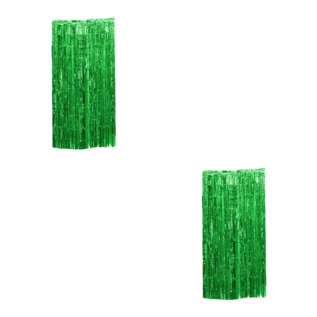ZheElen Ingrédients Sûrs Rideau Large Feuille d'Application Fait Non Toxique Feuille Inodore Frange Rideau Partie Toile de Fond Vert DIY 3*1M 2Set