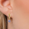 thumbnail image 3 of Gem Stone King 14K Yellow Gold Blue Tanzanite and Lab Grown Diamond Earrings for Women | 0.65 Cttw | Gemstone December Birthstone | Round 4MM, 3 of 6