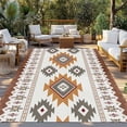 thumbnail image 3 of Outdoor Rug 5x7 ft Orange Brown Boho Waterproof Outdoor Patio Rug Mat Non Slip Outside Area Rugs Carpet for RV,Camping,Porch,Deck,Pool,Balconybackyard,Vintage Southwest Tribal Geometric Pattern, 3 of 9