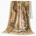 thumbnail image 2 of Bride and Attendant in Castle Garden, Dreamy Medieval Style for Fantasy Lovers, Floral Princess Path and Wedding Gift, Soft Flannel Blanket for Bedroom and Reading Nook, Home Decor, 2 of 9