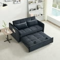 thumbnail image 6 of 55.5" Pull Out Sofa Bed, Velvet Sleeper Sofa Couch with Adjustable Backrest and USB Socket, Tufted Upholstered Sofa Bed with 2 Lumbar Pillows and Side Pockets for Living Room, Office, Apartment, Black, 6 of 9