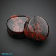 thumbnail image 2 of Mahogany Stone Brown and Black Spots Organic Double-Sided Flare Gauges/Plugs 15/16" (24mm) 2 Piece (1 Pair) (A/3/3/24), 2 of 3