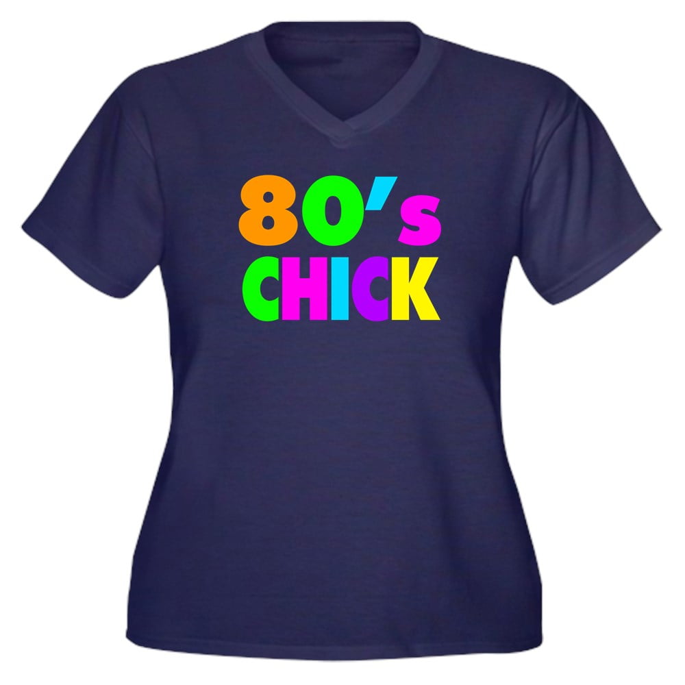 Cafepress Neon Colors 80s Chick Womens Plus Size V Neck Da Women