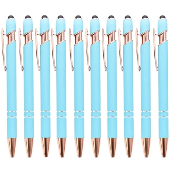 Lunanne 12 Pack Rose Gold Ballpoint Pen With Stylus Tip 1.0 Mm Smooth Writing Pens Metal Stylus Pens For Screens 1ml