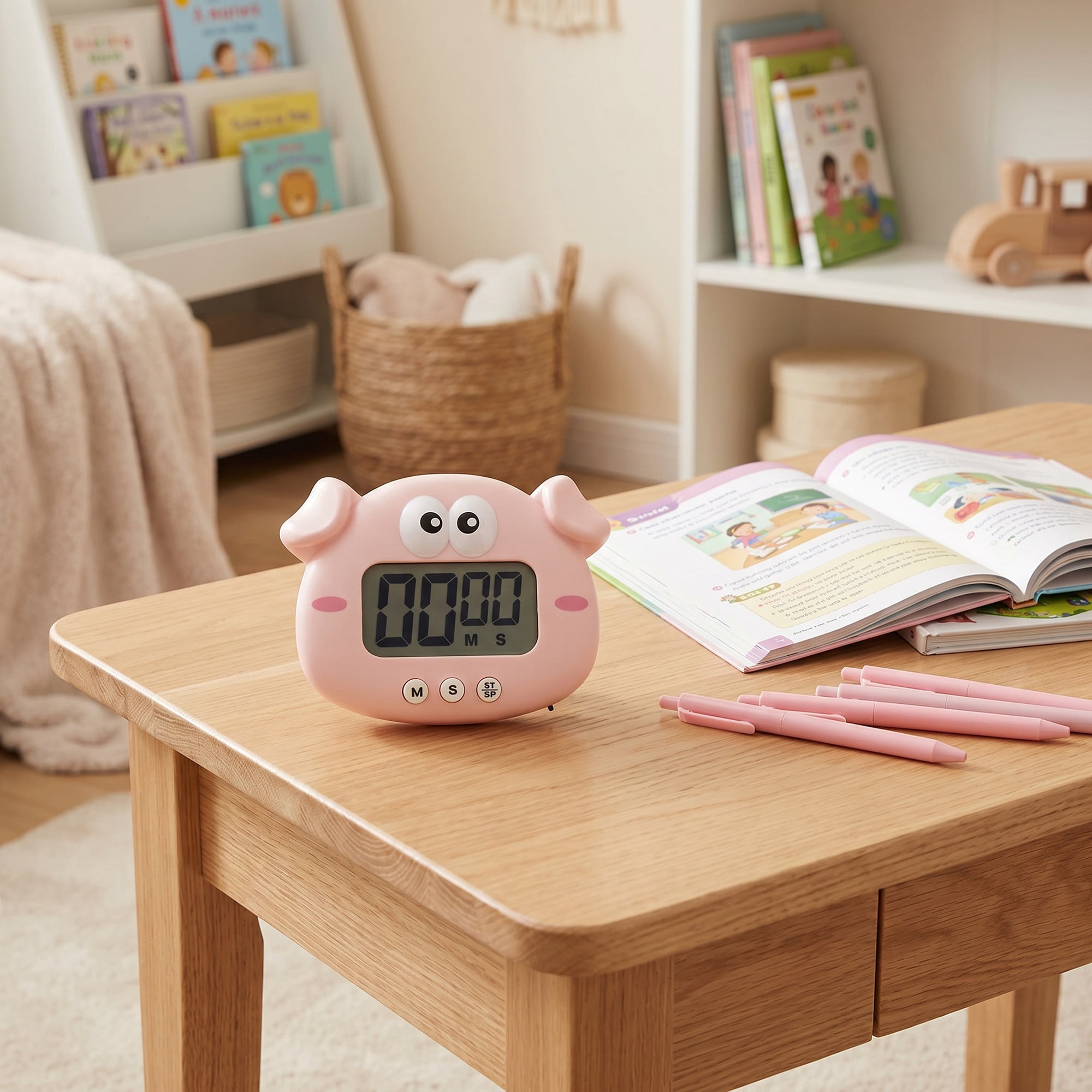 Unique Bargains Digital Kitchen Timer with Loud Alarm and Magnetic Backing Pink Pig