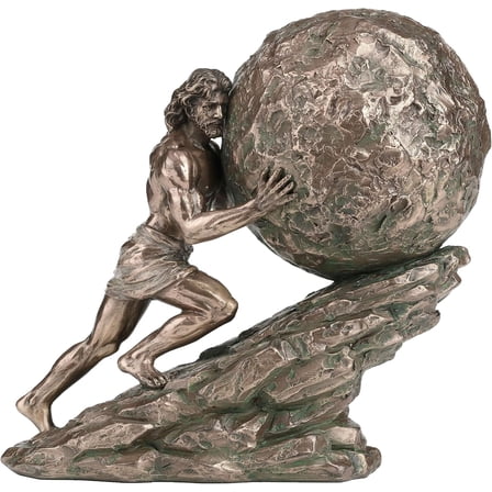 Veronese Design 6 3/4 Inch Sisyphus and His Eternal Punishment Pushing Boulder Cold Cast Resin Bronze Finish Statue