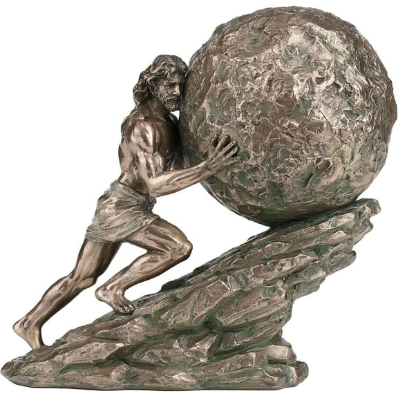 Veronese Design 6 3/4 Inch Sisyphus and His Eternal Punishment Pushing Boulder Cold Cast Resin Bronze Finish Statue