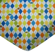 SheetWorld Fitted 100% Cotton Percale Play Yard Sheet Fits BabyBjorn Travel Crib Light 24 x 42, Argyle Blue Transport