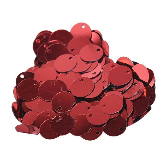 Lentejuelas sueltas redondas planas de 300 x 10 mm con agujero para manualidades Rojo