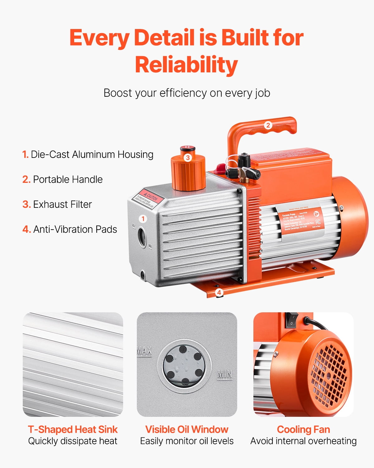 KFFKFF 9 CFM 2-Stage Rotary Vane Vacuum Pump for HVAC Systems, Compatible with R134a R22 R410a, Includes Oil Bottle, Ideal for Automotive AC Maintenance and Resin Degassing