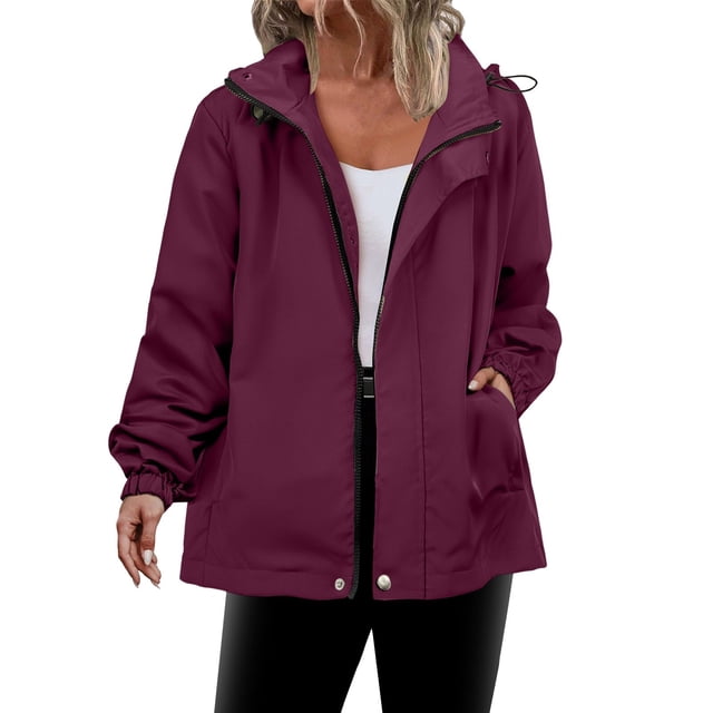 Wensltd Veste de Sport pour Femmes Légère de Randonnée en Plein Air Imperméable à Manches Longues avec Poches