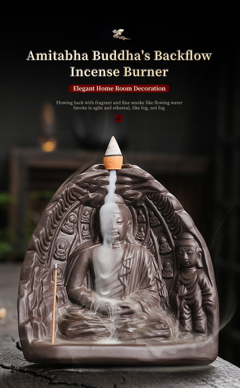 Creative Buddha Hand Incense Smoked Burner,High Mountain Flowing Water Backflow Incense Holder for Yoga Meditation Relaxation Office Gift (Waterfall)