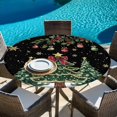 thumbnail image 6 of Black Christmas Round Tablecloth, Fitted Table Cover with Elastic for 55"-60" Round Tables, Xmas Christmas Tree Snowflake Table Cloth Outdoor Indoor Dinning Party Waterproof Tablecloths, 6 of 7