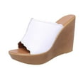 thumbnail image 2 of abtuhar Wedge Sandals,Womens Sandals,Women's Casual Wedges Slides Bohemia Sandals Fish Mouth Open Toe Beach Sandals Beige 9, 2 of 5