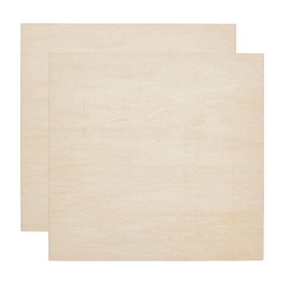 2PCS Wood Veneer Sheets Laser Cut 12x12 Inches Self Adhesive Rectangle Wood Panels for DIY Painting Laser Projects Woodworking Model Making 3mm Thick