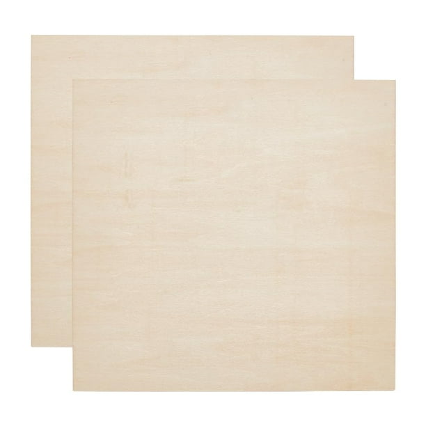 2 láminas de chapa de madera cortadas con láser de 30 x 30 cm, paneles rectangulares autoadhesivos de madera para proyectos de bricolaje, pintura láser, carpintería, modelismo, grosor de 3 mm.