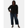 thumbnail image 3 of Terra & Sky Women's Plus Size Textured Scoop Neck Top with Long Sleeves, Sizes 0X-4X, 3 of 5