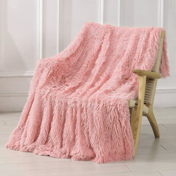 Kate Aurora Regal Luxe Oversized Ultra Soft & Fuzzy Lined Accent Throw Blanket - 50 in. W x 70 in. L - Dusty Rose