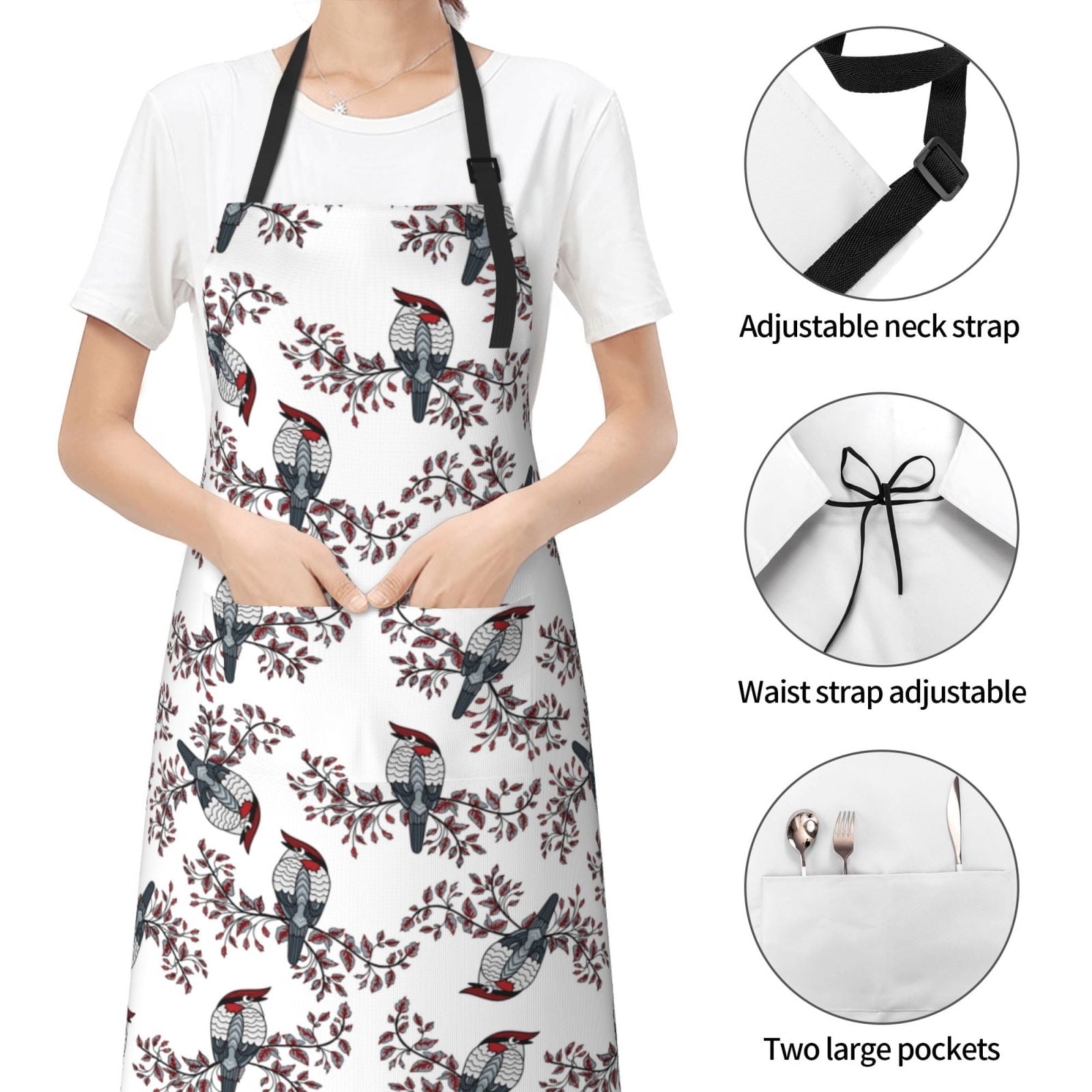 Kdxio Bird Apron with Pockets Adjustable Kitchen Aprons for Men Women Waterproof Aprons for Cooking,Drawing,Crafting, Baking Household Cleaning