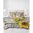 thumbnail image 2 of Quilt King Size Bedding Set, Sunflower Reversible Summer Quilt 3 Pieces, Yellow Flowers Summer Botanical Wooden Lightweight Bedspreads Coverlets with 2 Pillow Shams for All Seasons, 2 of 5