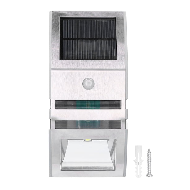 Luz de pared solar con sensor de movimiento, pared con energía solar LED Luz de pared solar de acero inoxidable Luz de pared con energía solar LED Calidad en la que puede confiar