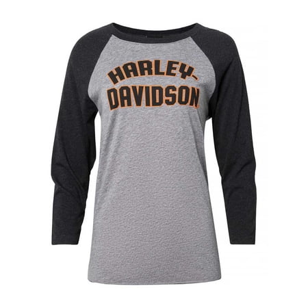 Harley-Davidson Women's Jersey 3/4-Sleeve Raglan T-Shirt, Black & Gray (3XL), Harley Davidson