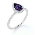 thumbnail image 4 of JeenMata Anillo de Compromiso de 1 Quilate con Piedra Natal de Junio en Corte de Pera - Anillo de Bodas - Anillo de Halo - Anillo Pavé - Anillo de Promesa - Baño de Oro Blanco de 18 K sobre Plata, 4 of 5