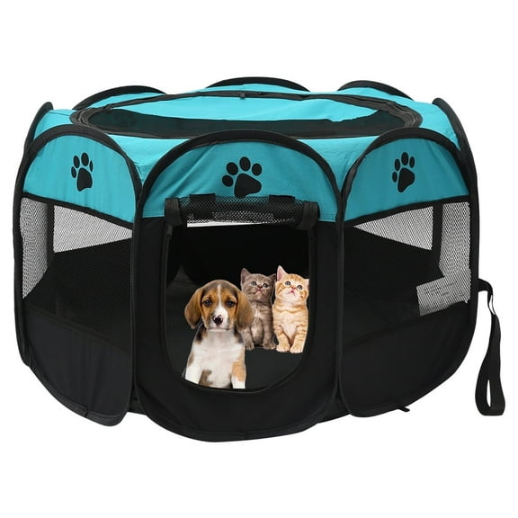 Rzvnmko Portable Foldable Pet Tent Playpen Fence Puppy Pen Soft Kennel Cat Cage Safe Guard Indoor Outdoor