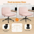 thumbnail image 3 of Cross Chair, Armless Legged Office Desk Chair, with Wheels Swivel Modern Ergonomic Vanity Fabric Adjustable Wide Comfy Computer Task Chairs for Home Office (Beige), 3 of 13