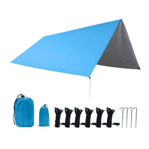 SunniMix Camping Tarp Lightweight Awning Canopy Shelter for Backpacking Traveling BBQ Blue