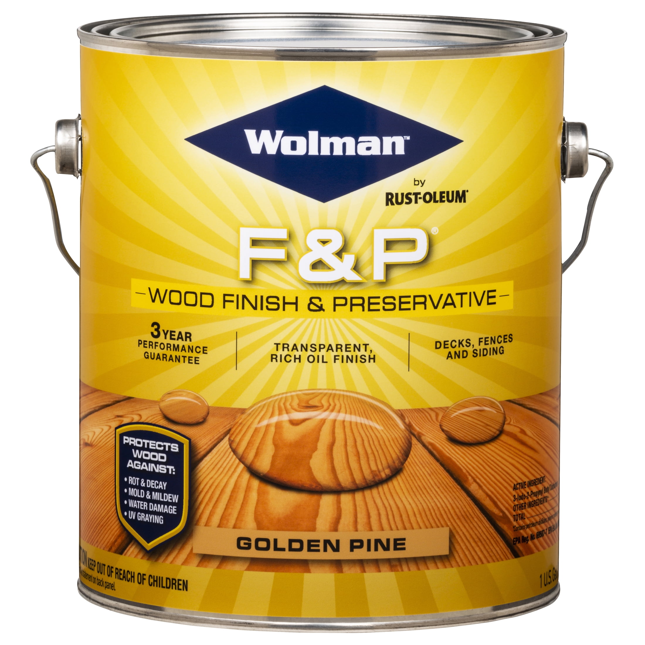 4 Pack, Golden Pine, Wolman F&P Exterior Wood Finish and Preservative Stain- Gallon