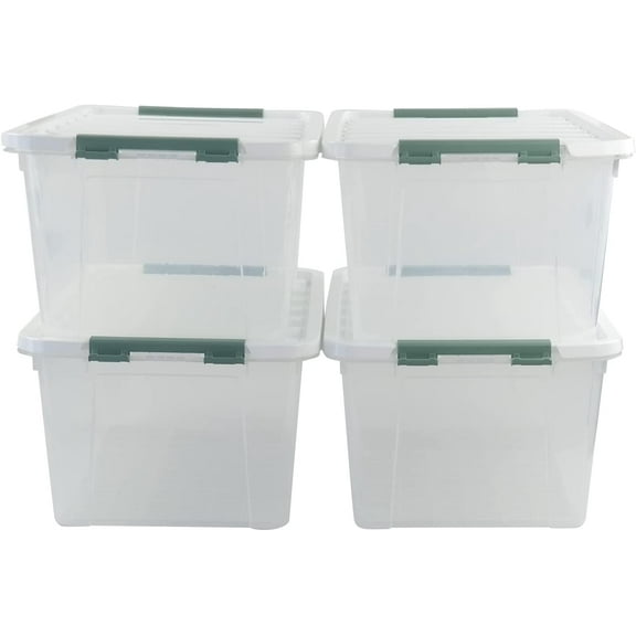 Jekiyo 32 Quart Clear Storage Boxes with Lid, 4 Packs, Multipurpose Plastic Storage Container Bin