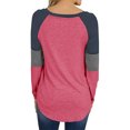 thumbnail image 2 of Mafulus Womens Long Sleeve T-Shirts Color Block Striped Causal Round Neck Tunic Tops Blouse, 2 of 3