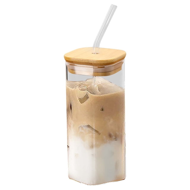 Ohufall 350ml High-Appearance Glass Coffee Tumbler - Suitable For Milk Tea & Coffee