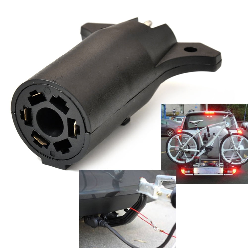 BFY RV 7 Way Round to 4 Pin Flat Trailer Light Adapter Plug Connector