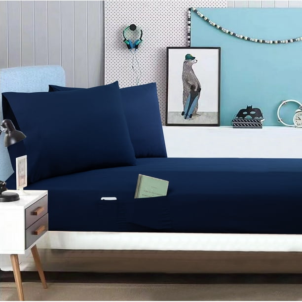 Mainstays Soft Microfiber Fitted Sheet with Pockets and Pillowcase