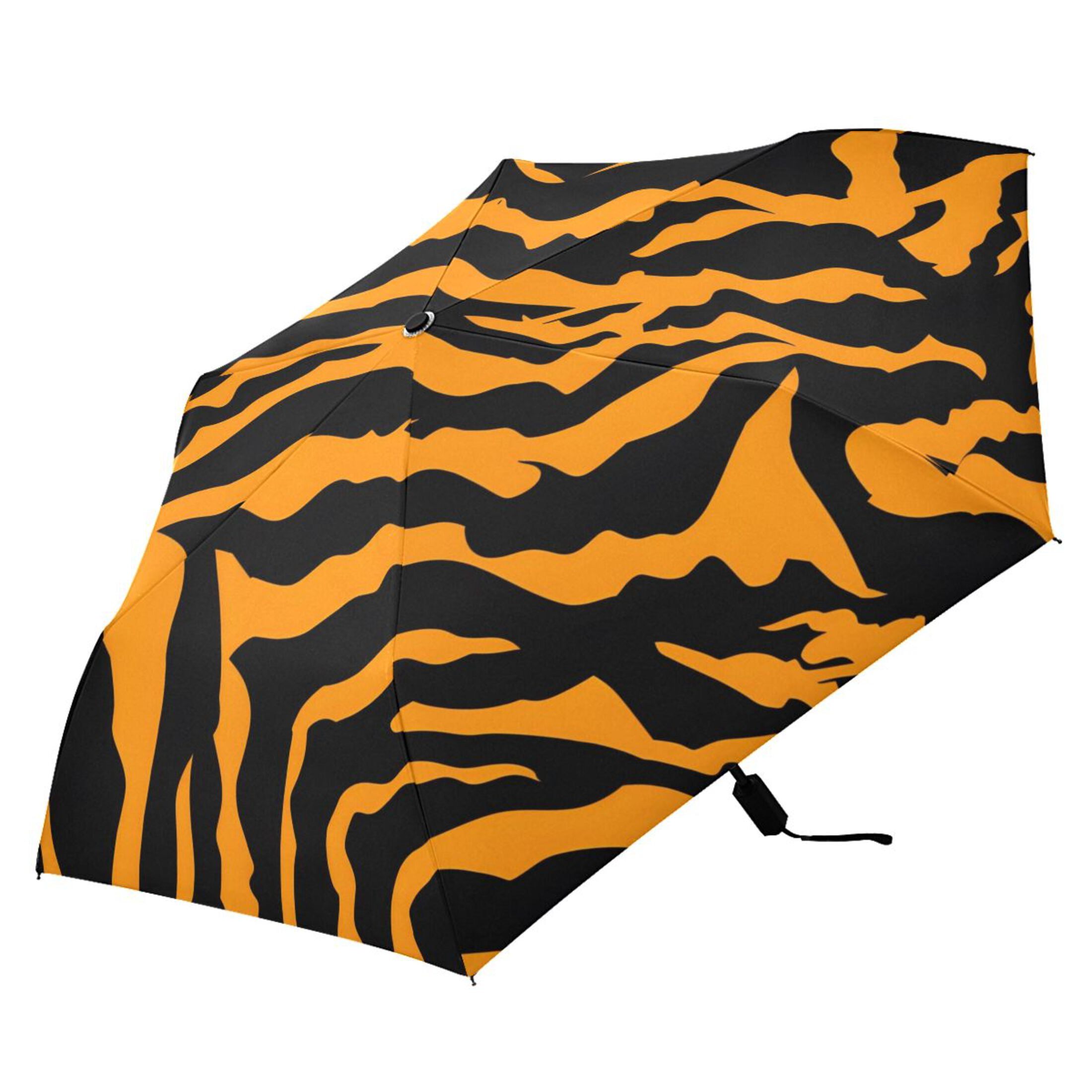 Tiger Print Compact Sun Umbrella Windproof Travel Umbrellas for Rain Strong Portable UV Protection