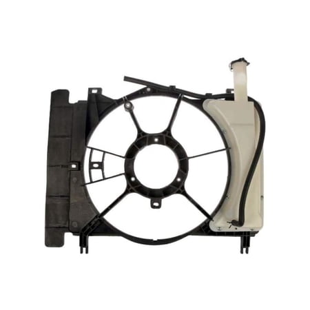 KarParts360 For Toyota Yaris 2006-2019 Fan Shroud With Integrated Coolant Reservoir | Plastic Material | Black And White Color | 3 Mounting Hole | With Cap | Replacement For 167110M150, 16711-21110