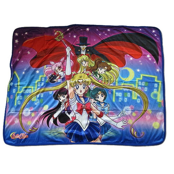 Great Eastern Entertainment R-Sailor Moon Group Sublimation Throw Blanket, Multicolored