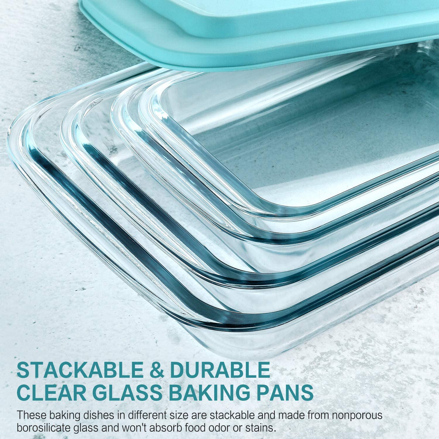 8-Piece Deep Glass Baking Dish Set with Plastic Lids