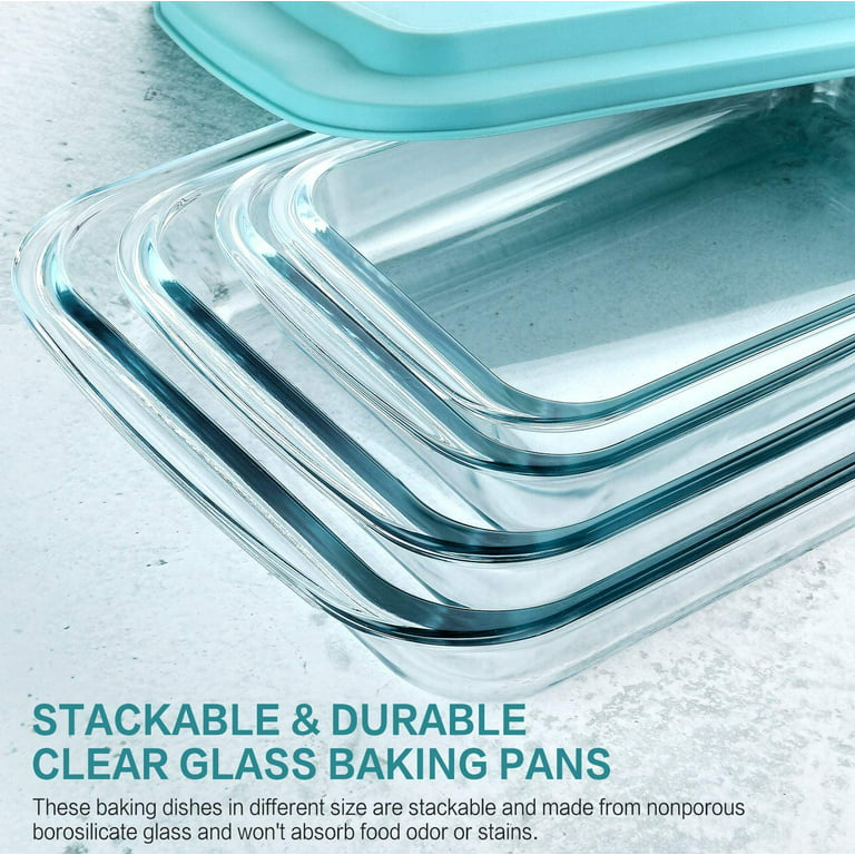 Glass Baking Dishes with Lids, 8 Pieces Rectangular Glass Baking Pans BPA-Free Bakeware Set, Freezer, Oven and Dishwasher Safe, Size: 1 Quart (