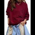 thumbnail image 3 of Sudadera con Capucha de Cuello Redondo y Forro Extragrande para Mujer, Lindas Camisetas de Larga, Ropa Preppy para Adolescentes (2025) Vino Tinto L, 3 of 9