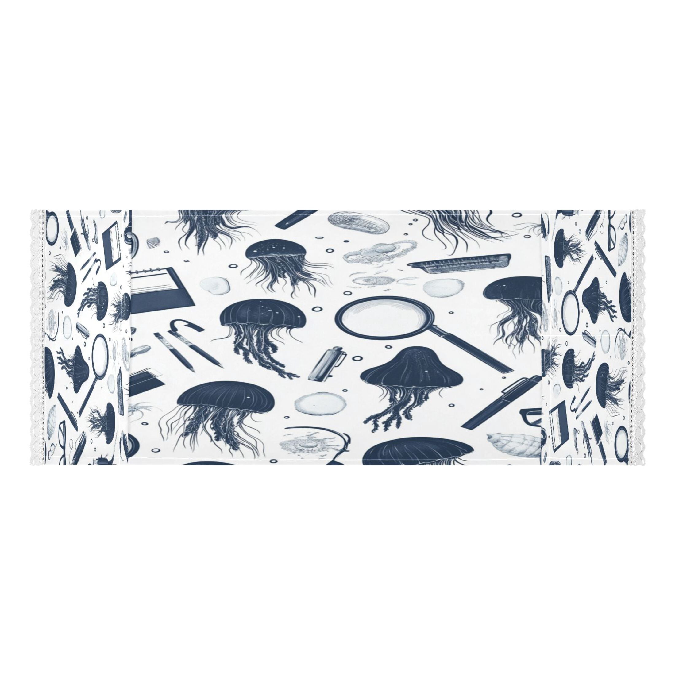 Blue Jellyfish PatternWasher and Dryer Covers Dust-Proof and Oil Resistant Fridge Cover with 4 Storage Pockets Washing Machine Top Cover for Laundry Kitchen Home 51.2 x 22 In