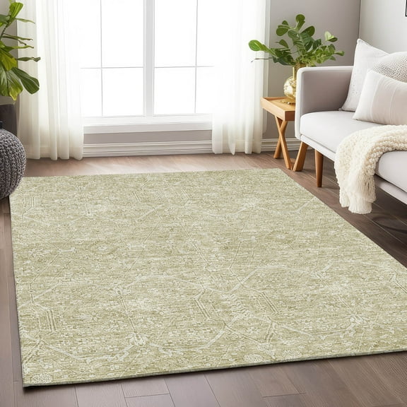 Addison Rugs Chantille Indoor/Outdoor Traditional Panel Beige Washable Rectangle Rug, 10' x 14'